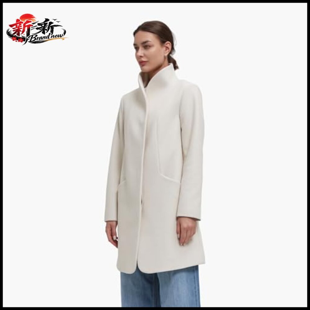Polyester Trench Coat with Hidden Button Stand Co… - image 2